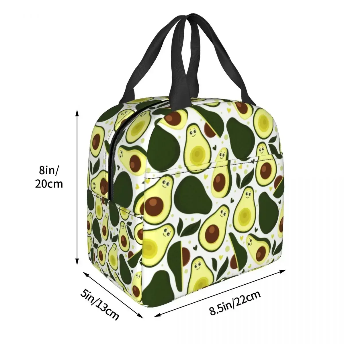 Vegan Fruit Avocado Print Insulated Lunch Tote Bag for Women Cooler Thermal Food Lunch Box For School Work Travel Picnic Bags