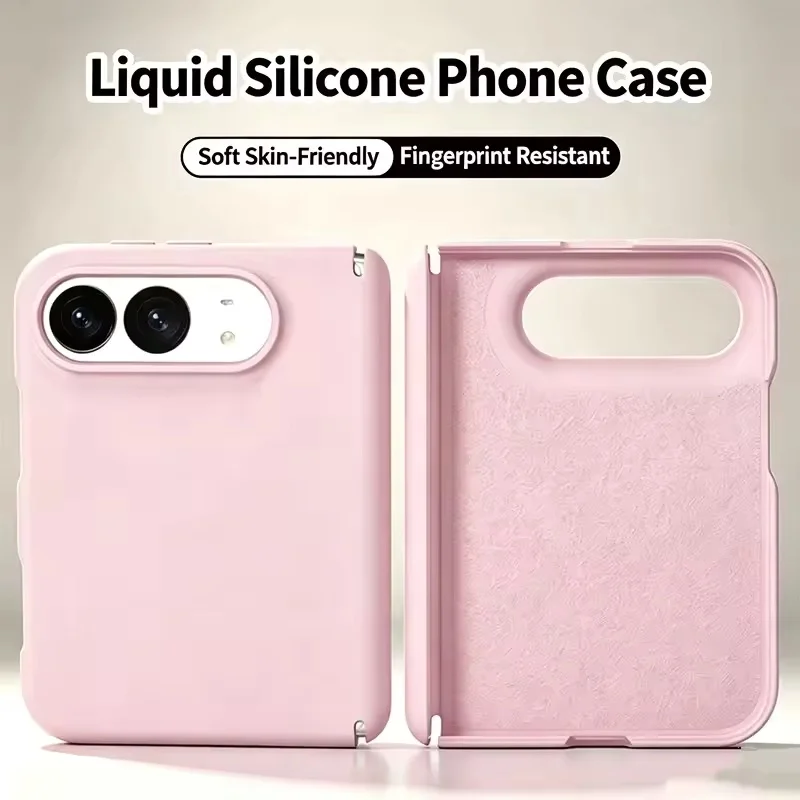 Luxury Matte Liquid Silicone Candy Solid Color Phone Case for iPhone Duo 18 Fold Skin Feel Shockproof Slim Cover