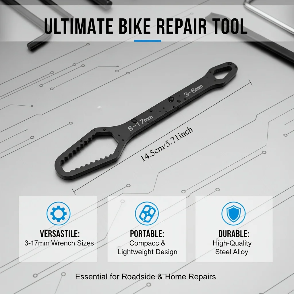 Multifunctional Double‑End Torx Universal Wrench, 3‑17mm Self‑Tightening Adjustable Wrench, 3.5mm Thickened High‑Carbon Steel, P