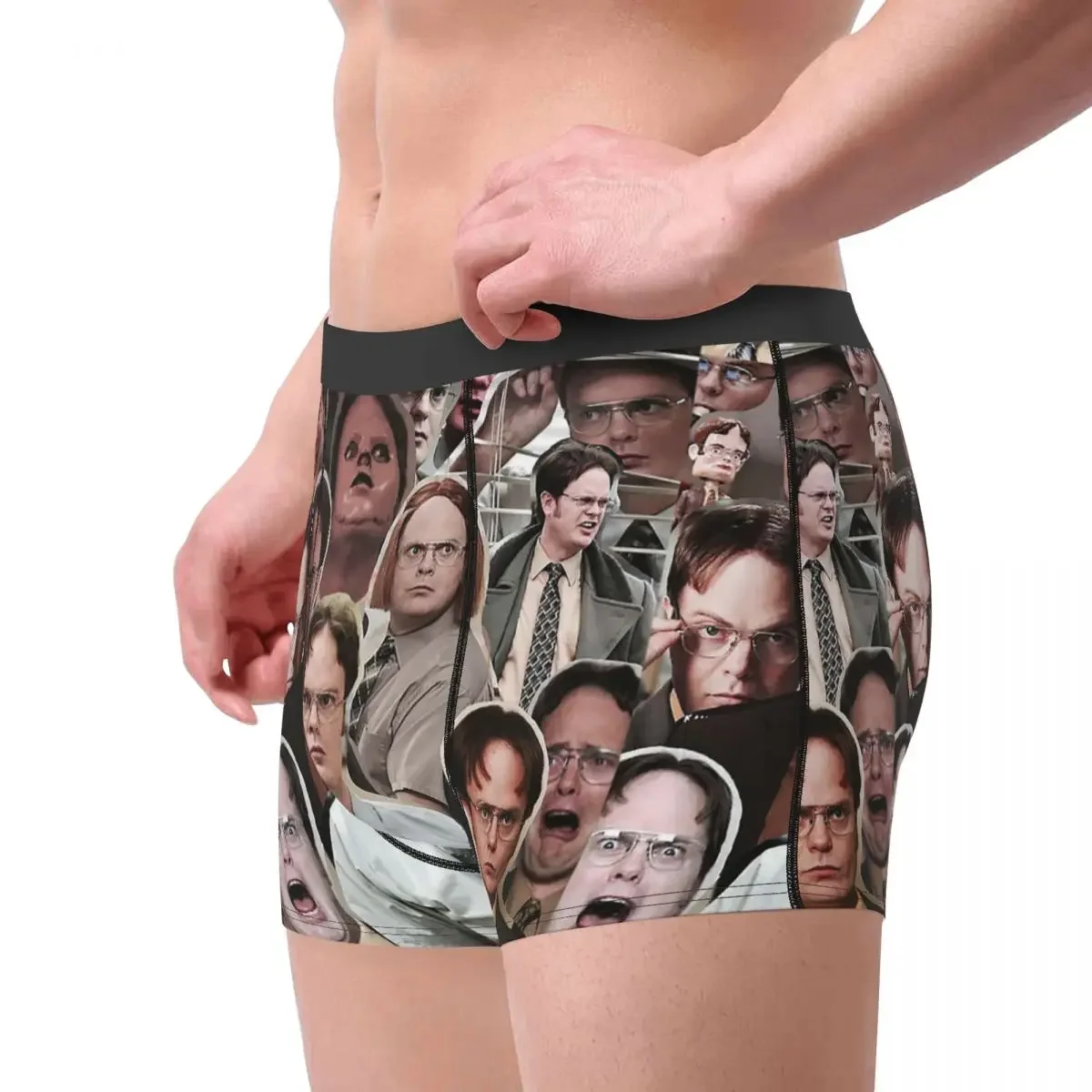 Funny Boxer Dwight Schrute Shorts Panties Briefs Men Underwear The Office Rainn Mid Waist Underpants for Male Plus Size