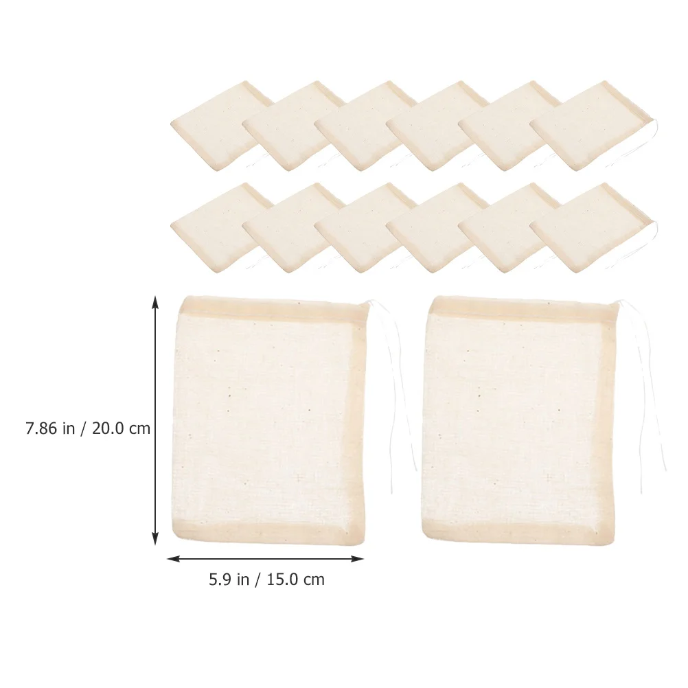

25Pcs Cotton Drawstring Filter Bags Reusable Soup Tea Herb Medicine Strainer Bags Soup Filter Bag Gravy Flirting Bag
