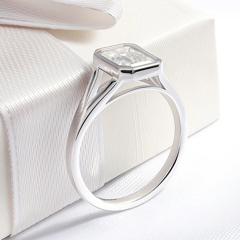 Smyue 1CT 2CT الزمرد قطع مويسانيتي خاتم الزواج للنساء سوليتير مختبر الماس مجوهرات S925 فضة مطلي 18K الذهب #4