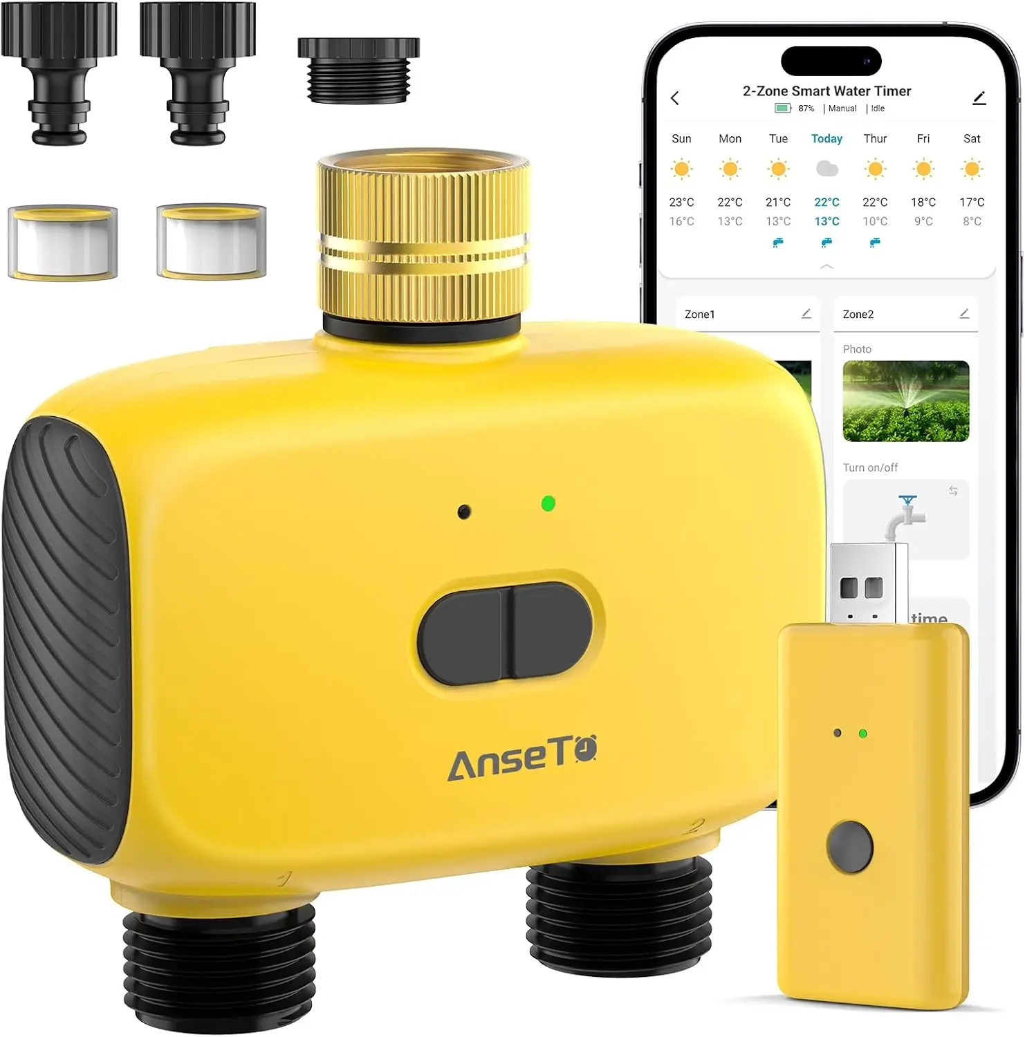 

Smart WiFi Sprinkler Timer with App Control for Garden Irrigation, Outdoor Hose & Lawn Care