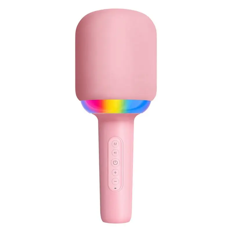 Y23A-Karaoke Microphone Speaker Portable Handheld Karaoke Microphone Noise Reduction LED Lights Wireless BT Microphone For Home
