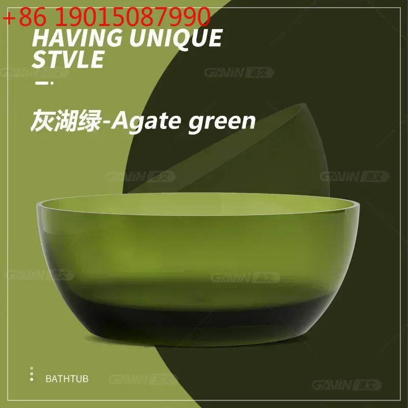 Transparent round bathtub Color resin integrated hotel double separate bathtub