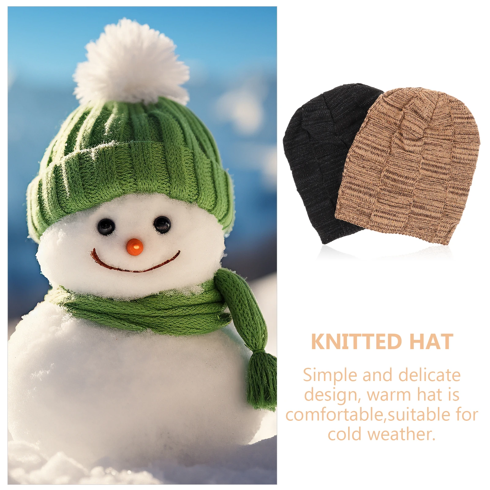 

2 Pcs Fleece Knitted Hat Caps for Men Warm Mens Polyester (polyester Fiber) Beanie and Women Funny Knitting