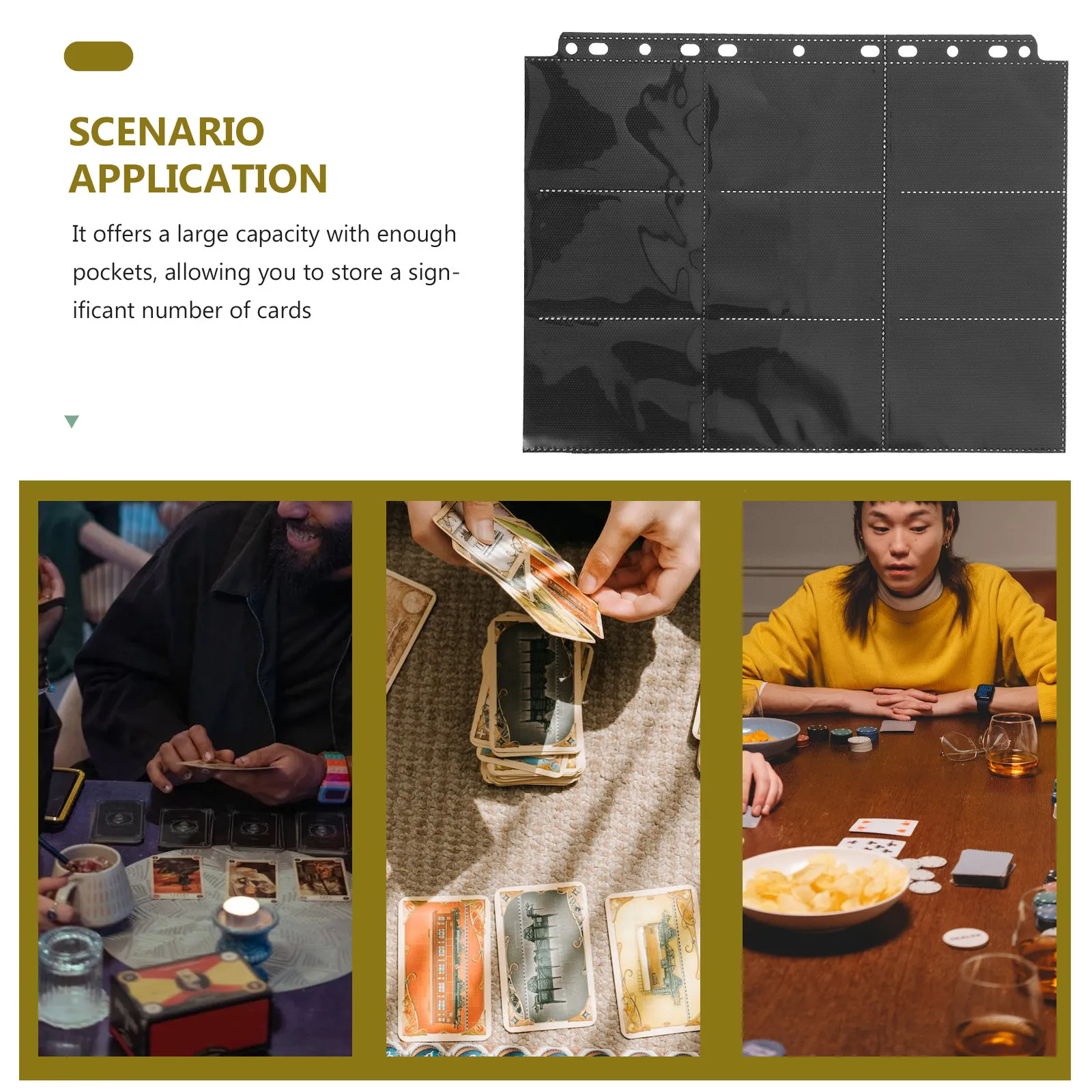 

10 Sheets Lightweight Portable Double-Sided Card Album Pages PVC Clear Sleeves for Standard Sports Baseball Game Cards Binder