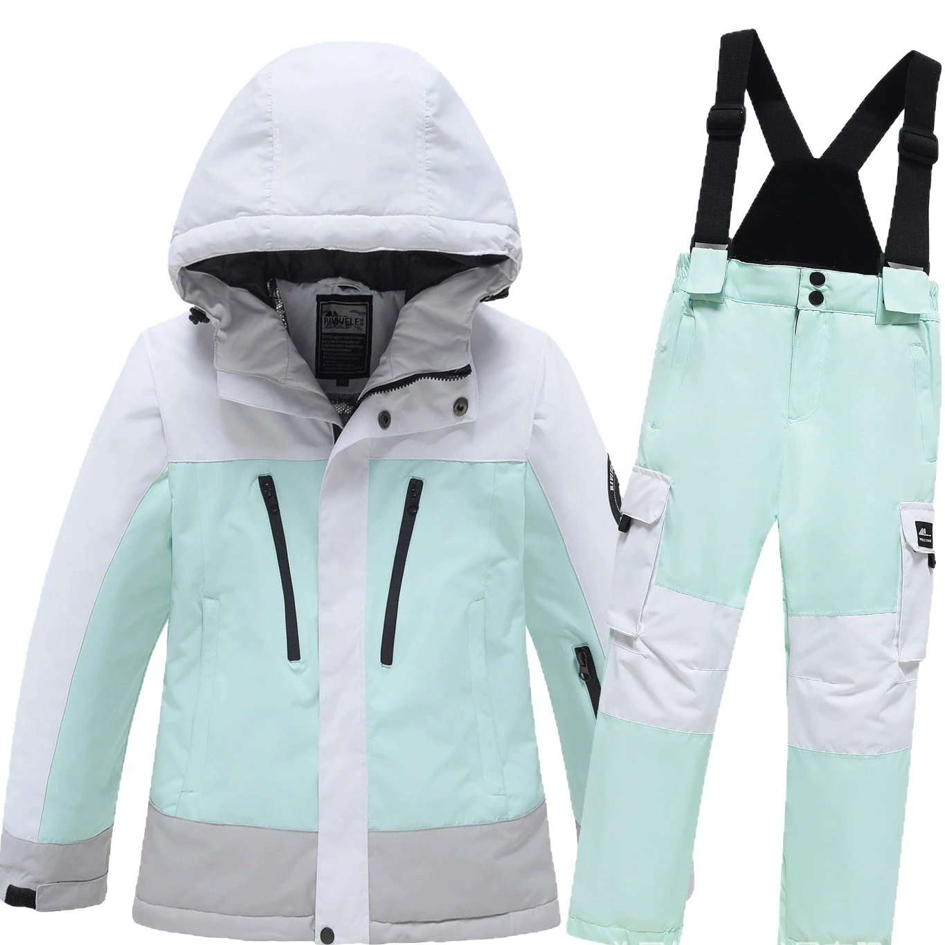 Snow Suit Boys Girls Snowboard Clothing Set Outdoor Sports Wear Ski Coat And Strap Pants Children's Winter Costume For Unsex