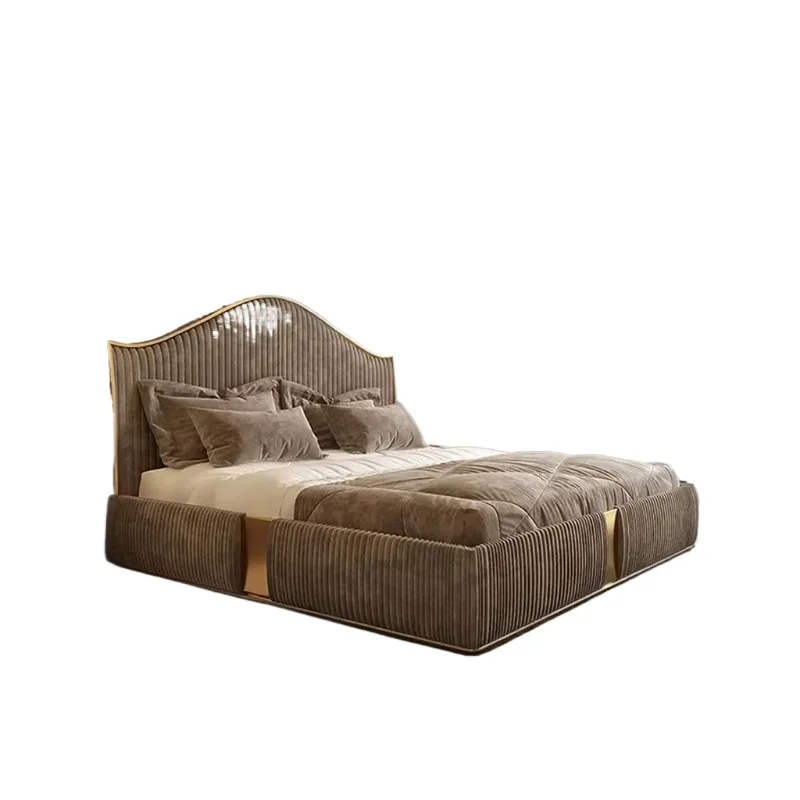 

Hotel Bedroom Furniture Set Fabric Leather Case Extra Large Double Storage Pine Modern