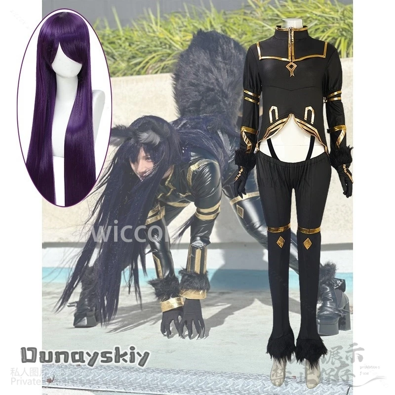 Anime Eminence In Shadow Delta Cosplay Costume Shadow Garden Tight Black Jumpsuits Adult Woman Sexy Halloween Carnival Suit Wigs