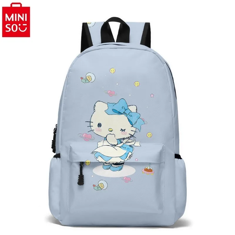 MINISO Hello Kitty Cartoon Cute Fresh Sweet Versatile Backpack High Quality Nylon Large Capacity Storage Children's Backpack