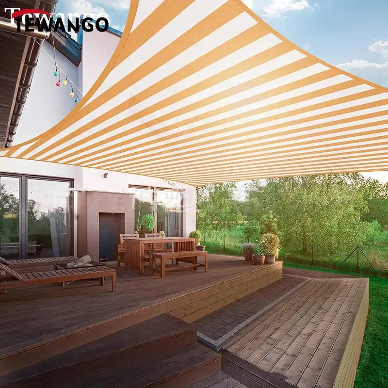 

80% Shading Yellow White Stripe HDPE Fabric Anti-UV Pergola Sun Shade Sails Home Garden Swimming Pool Sun Shelter Sunshade Net