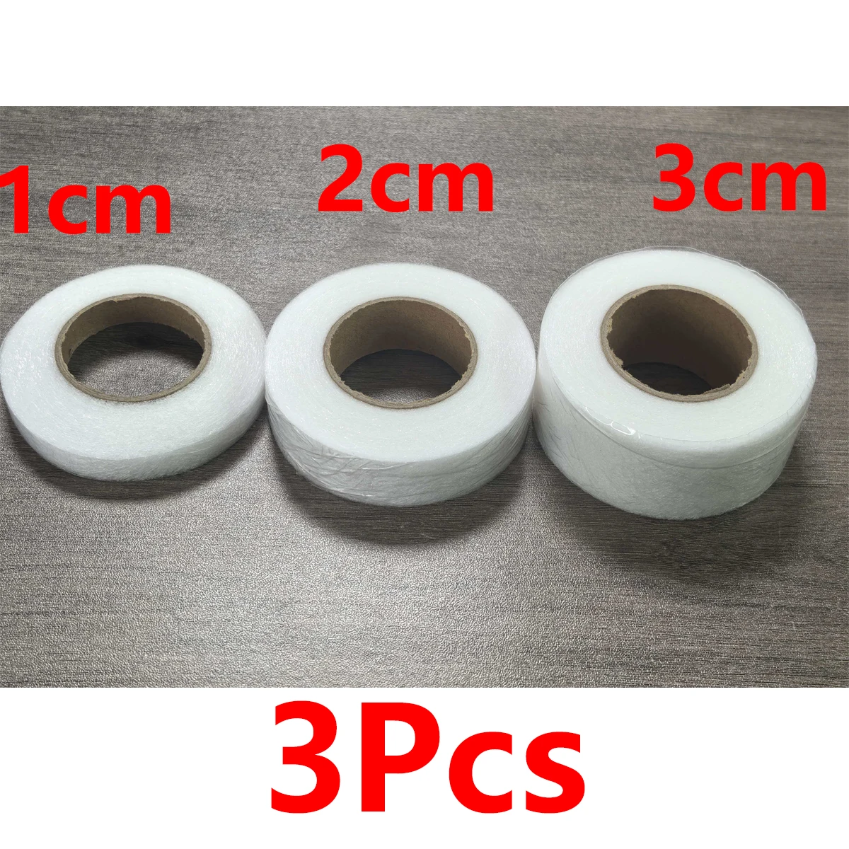 3er-Pack mit 30 Yard doppelseitigem Bügelband (Breite: 1 cm + 2 cm + 3 cm), stark haftendes Heißklebeband, Bügelband zum Aufbügeln, für die Veränderung von Kleidungsstücken, Hosen, Jeans, Röcken. – Detail 6