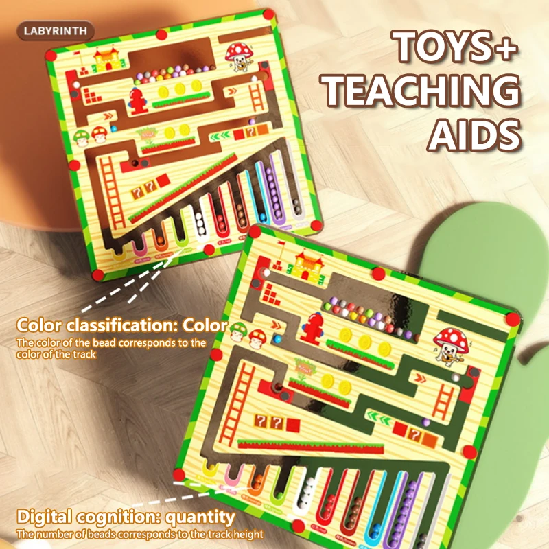 Montessori Magnetic Maze Toy, Fine Motor Skills & Logic Thinking Game for 3+ Year Olds, Focus Training Walking Ball Puzzle