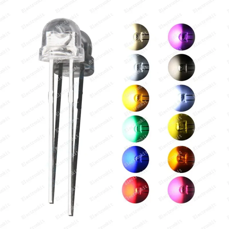 100PCs 5mm straw hat LED light emitting diode bright warm white red Green Blue yellow orange pink RGB flashing bulb