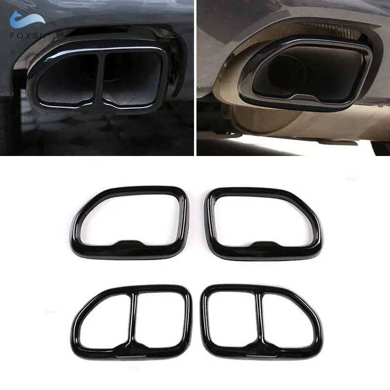 For BMW X3 G01 X4 G02 2018-22 Stainless Steel Glossy Black Car Tail Exhaust Pipe Outlet Muffler Pipe Parts Cover Protective Trim