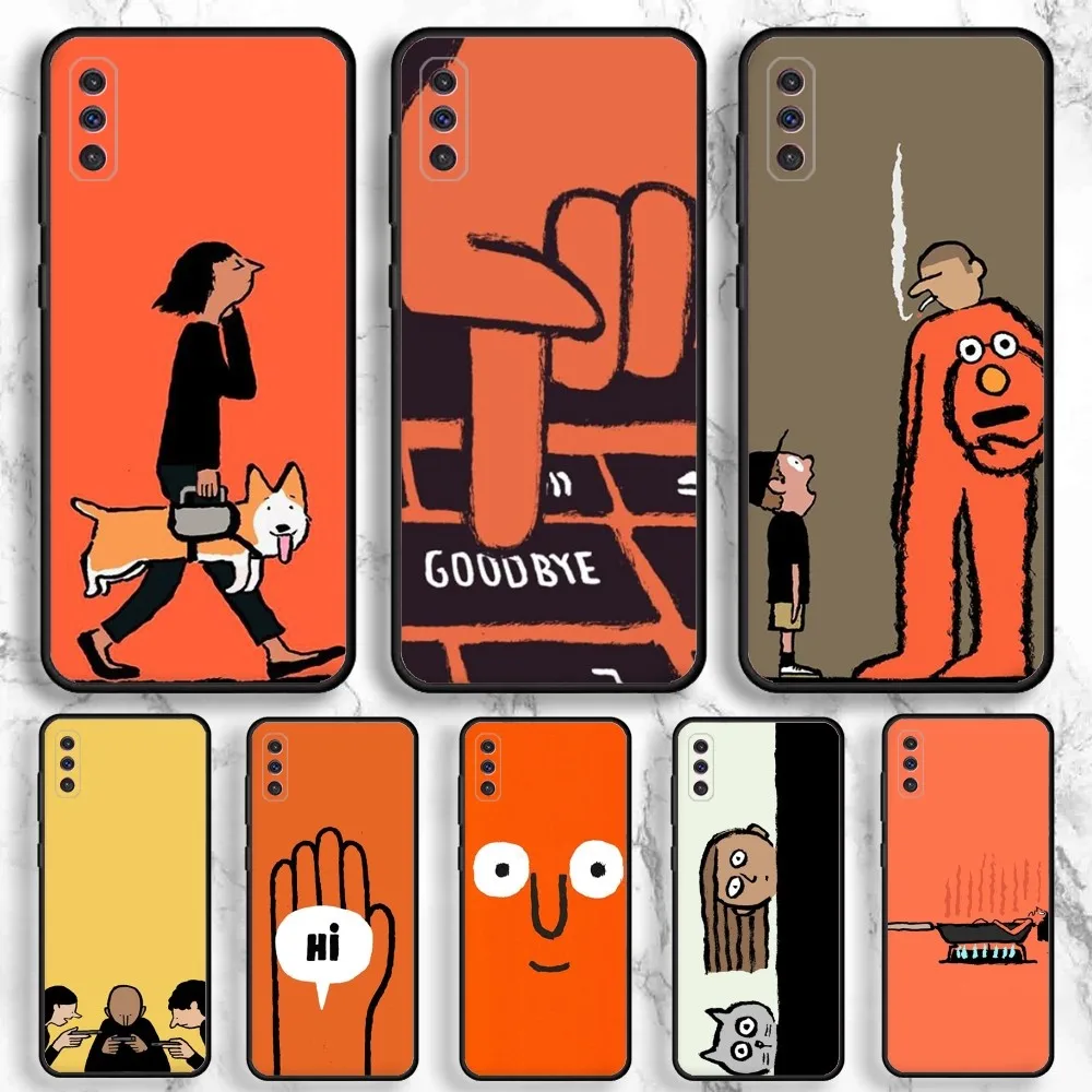 Jean Jullien Art Phone Case For Samsung Galaxy A13,A21s,A22,A31,A32,A52,A53,A71,A80,A91 Soft Black Phone Cover