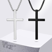 Vnox Unisex Plain Cross Necklaces, Men Women Stainless Steel Religious Faith Cross Pendant Necklace,Simple Cross with Box Chain