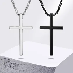 Vnox Unisex Plain Cross Necklaces, Men Women Stainless Steel Religious Faith Cross Pendant Necklace,Simple Cross with Box Chain