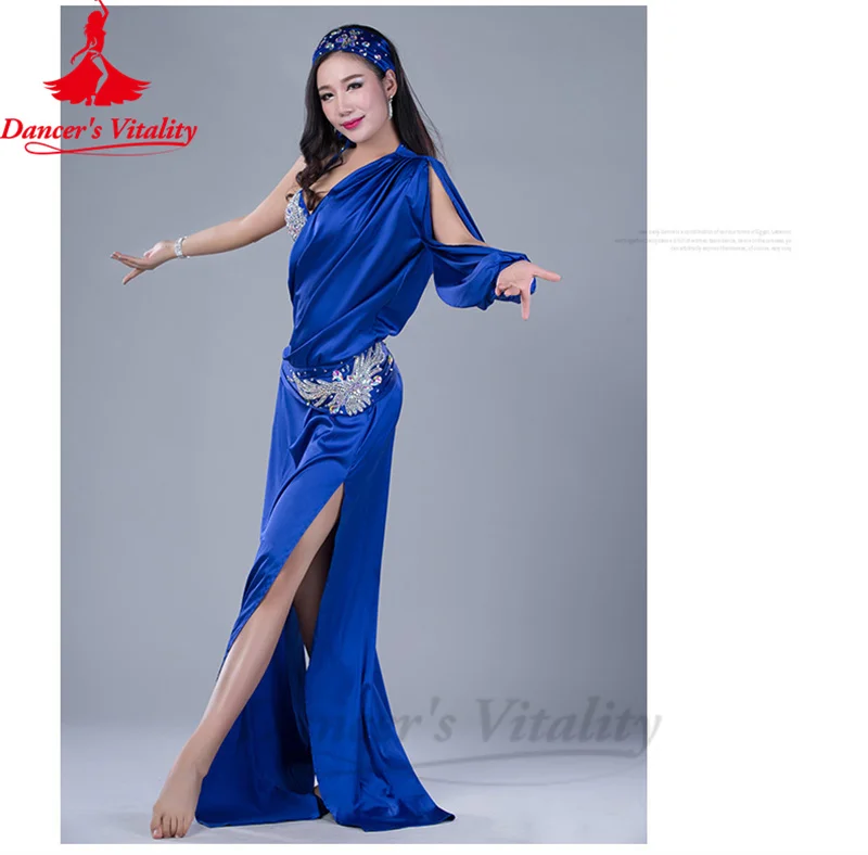 Belly Dance Performance Costume Robe for Women Custom Saint Robe+bra+belt+headdress 4pcs Adult Child Saidi Baladi Shabbi Outfit