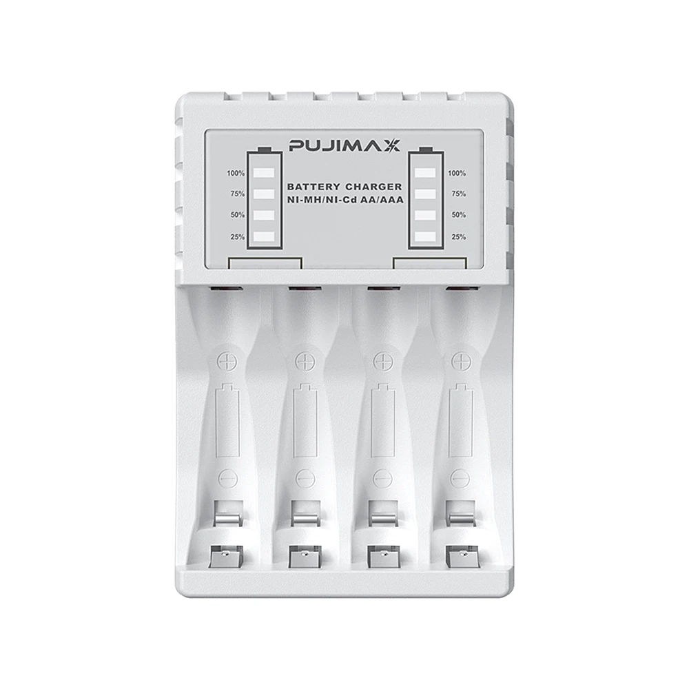 4-слотовое зарядное устройство для аккумуляторов AAA/AA, зарядное устройство со светодиодным индикатором, зарядный кабель для Ni-MH/Ni-Cd аккумуляторов AA/AAA