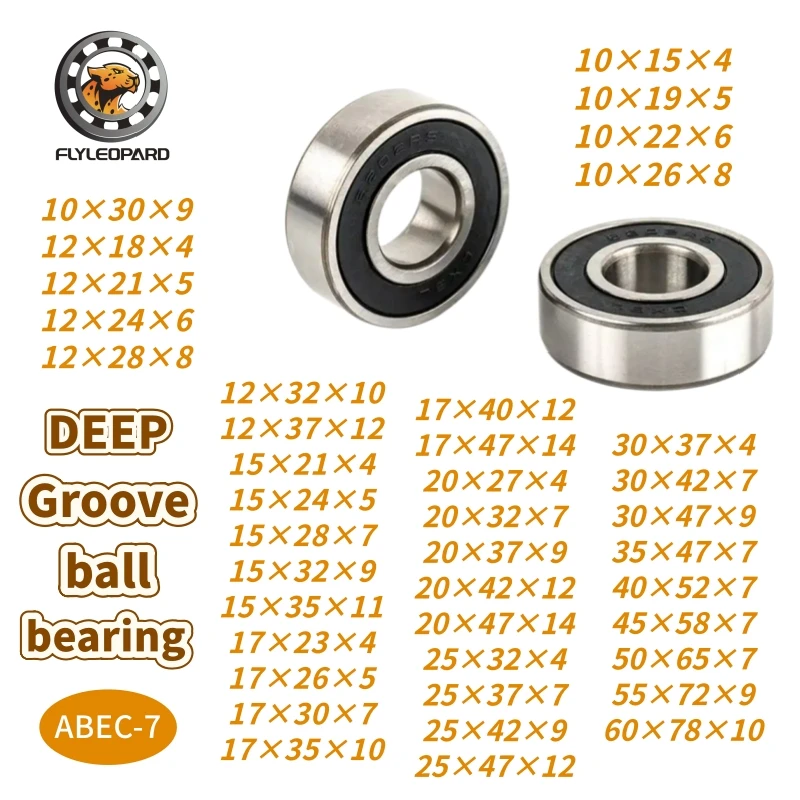 2P 6000RS 10x26x8  6201RS 12x32x10  6202RS 15x35x11  6701RS 12x18x4  6802RS 15x24x5  6900RS 10x22x6 ABEC-7 Steel Ball Bearings