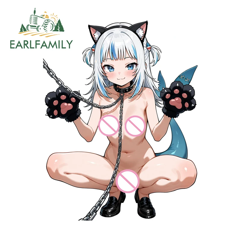 

EARLFAMILY Gawr Gura Chuan Car Sticker Personality Creative Car Wiper Decal Simple Sunscreen Waterproof Racing Accessories Decor