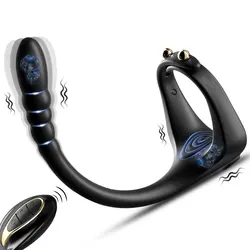 Remote Control Cock Vibrator Anal Butt Plug Male Prostate Massager Sperm Lock Penis Ring Stimulator Masturbator Sex Toy for Men