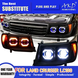 AKD Head Lamp for TOYOTA Land Cruiser LED Headlight 1999-2007 Headlights LC100 DRL Turn Signal High Beam Angel Eye Projector