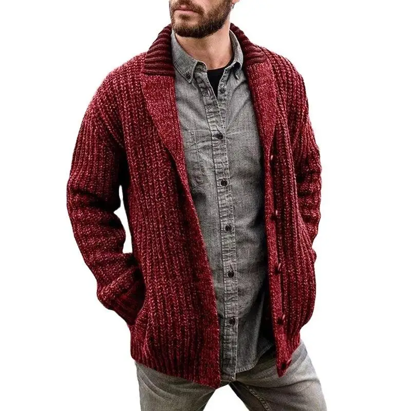 Cappotto maglione lavorato a maglia lungo Sve da uomo Cardigan slim fit in puro colore Autunno Inverno Capispalla Faion Comoda fibra di poliestere