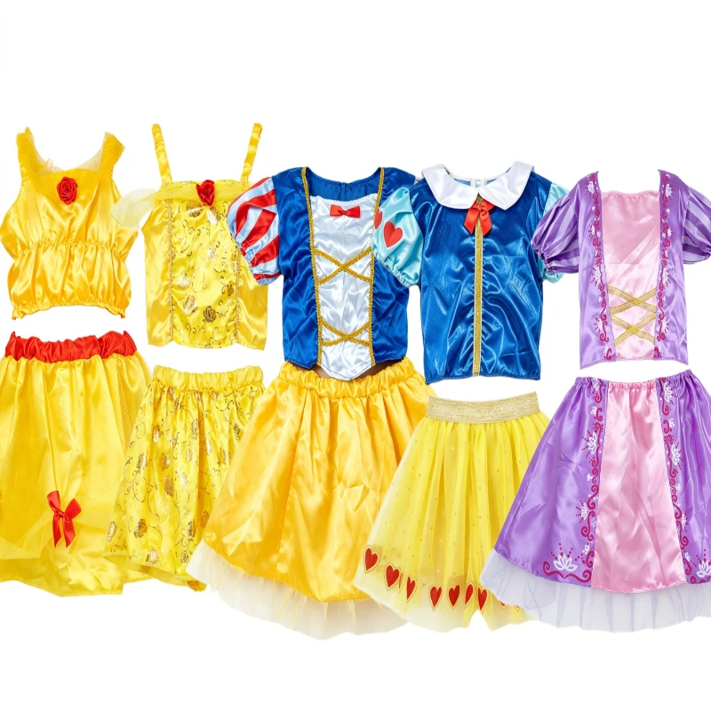 Winter Fairytale Outfit, Lace‑trim Satin Top Snow‑pattern Tulle Tutu Skirt for Holiday Cosplay Stage Performance Gathering Event