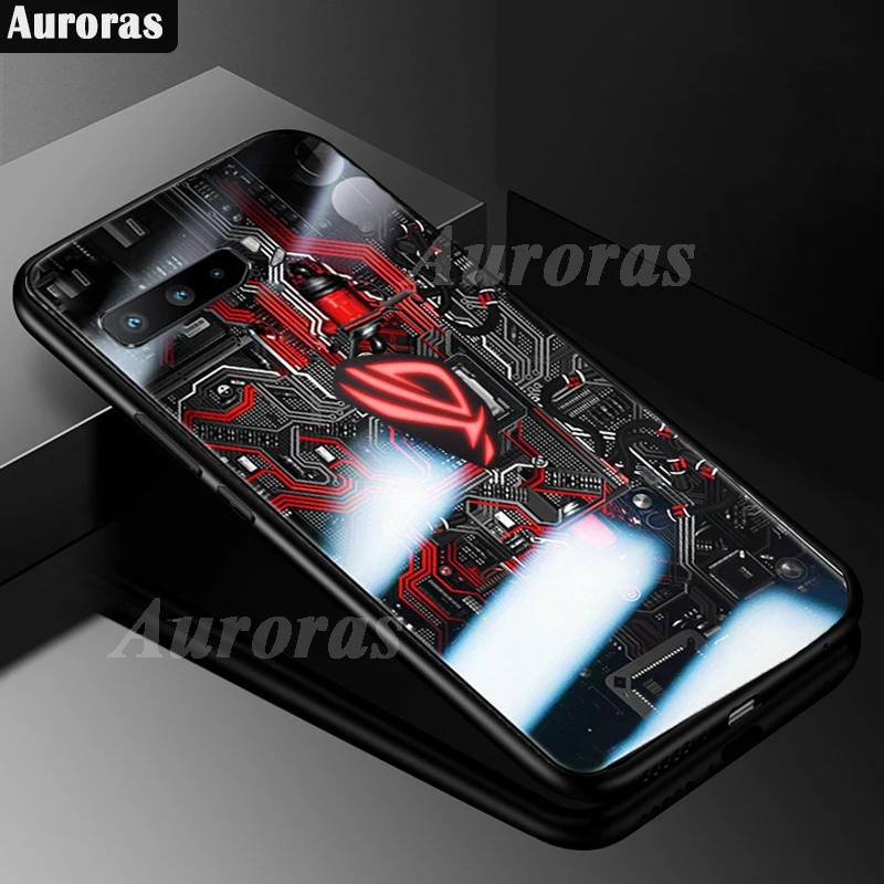 Auroras For ASUS Rog Phone 3 Case Explorer Painted Tempered Glass Cover For Asus Rog 5 2 5S Pro Shockproof Hard Case Ultimate