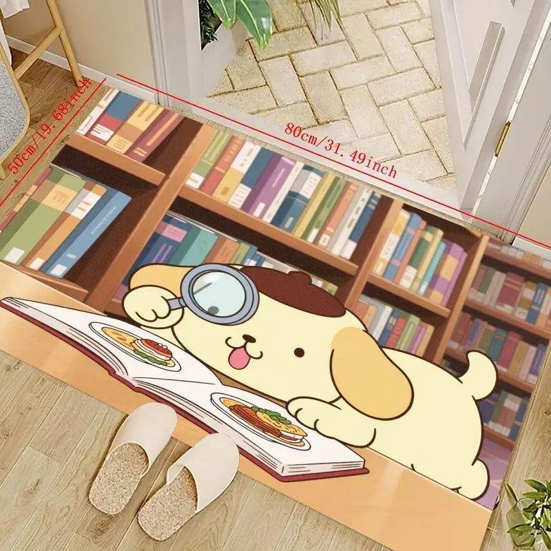 

1 шт., милый коврик с помпонами и детективом в стиле аниме, кавайный мультяшный коврик для чтения собак, книжная полка с рисунком, нескользящий мягкий W