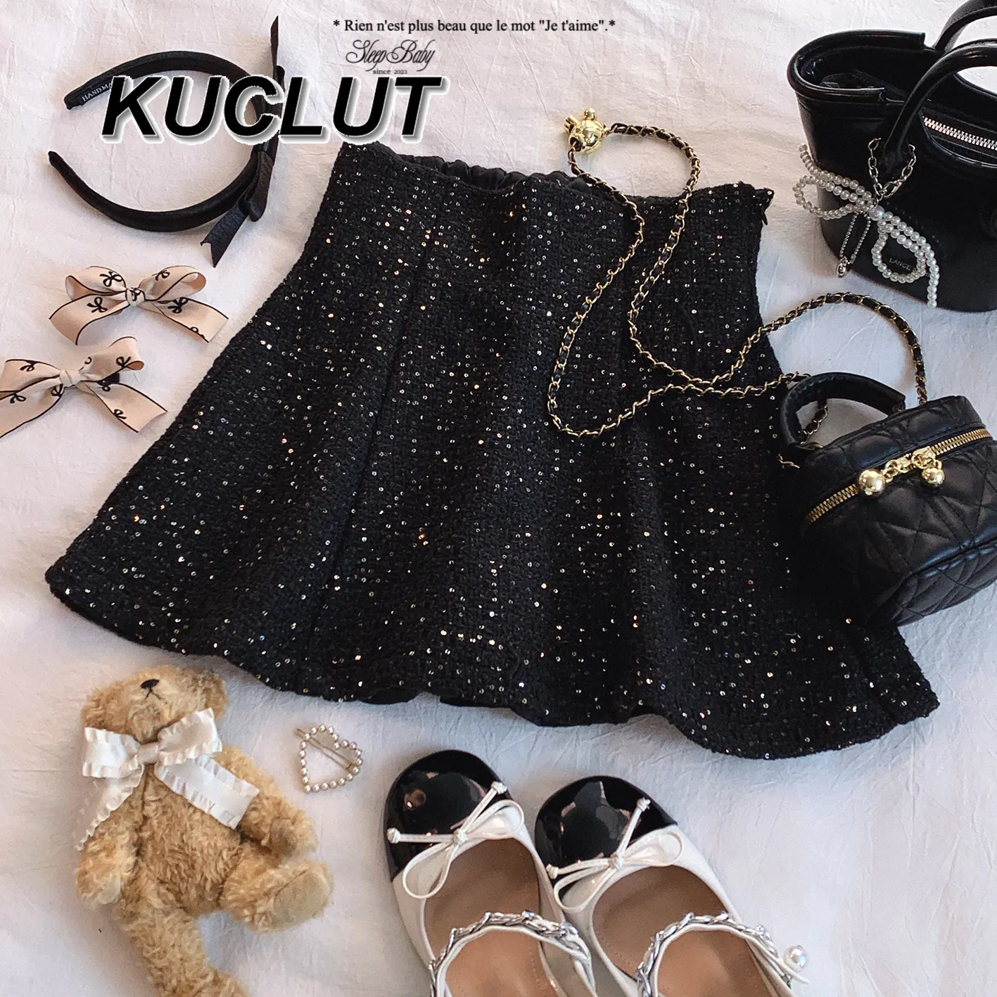 

Japanese Style Retro High Waist Short Casual Skirts for Women Autumn Winter Shiny Sequin Tweed Girls Elegant Half Mini Skirt