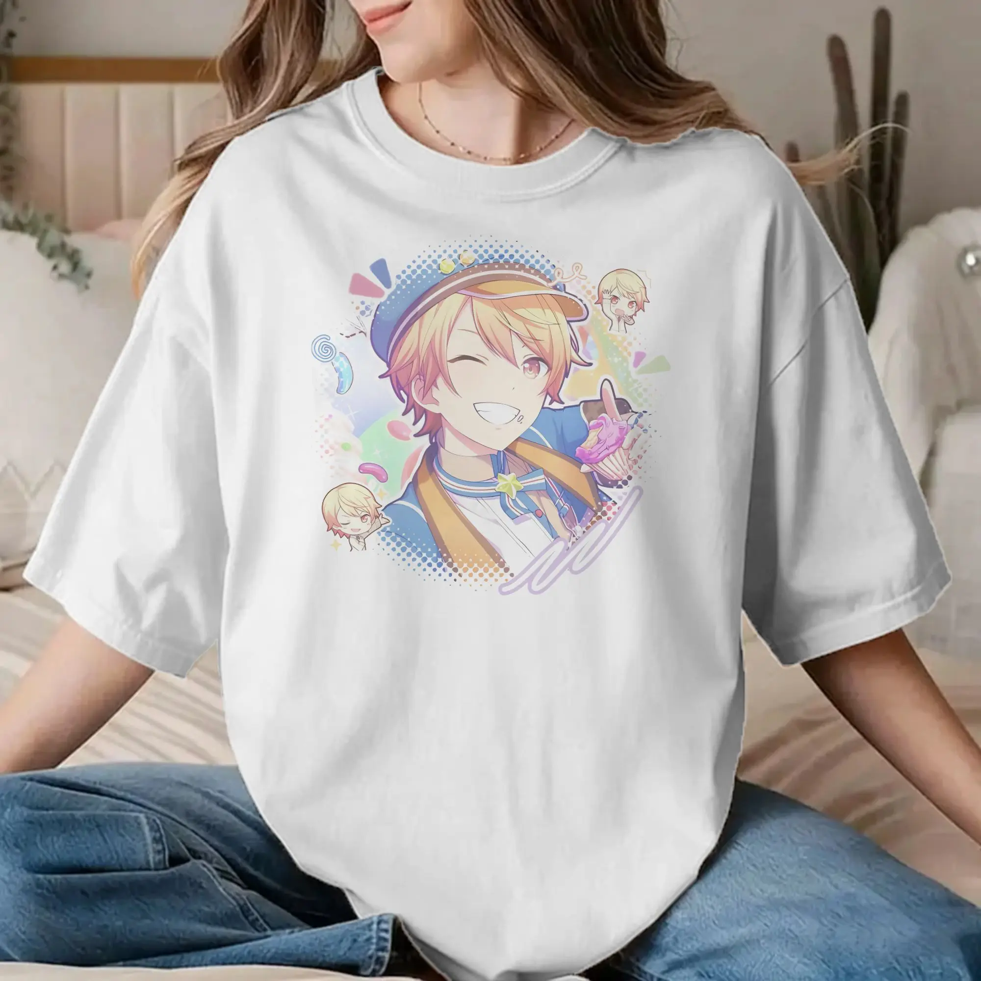 Amazing Tenma Tsukasa T-Shirts Men Women Round Collar 100% Cotton T Shirts Singer Anime Short Sleeve Tee Shirt Clothing