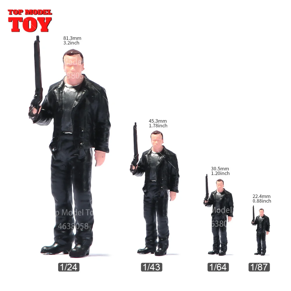 Malowane miniatury 1/24 1/64 1/43 1/87 trzymające pistolet na prawą rękę Męska scena Figurka Lalka Niepomalowany model do pojazdów samochodowych