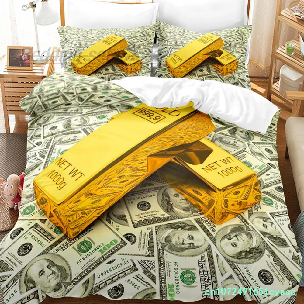 Dollar Bedding Set Single Twin Full Queen King Size Bed Set Aldult Kid Bedroom Duvetcover Sets 3D Print Money Dream Come True