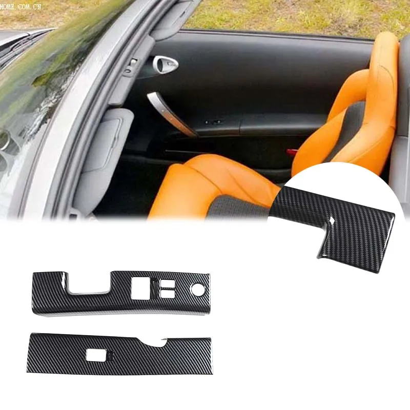 

For Nissan 350Z 2003-2006 ABS carbon fiber car door glass lift button frame decorative sticker car protection accessories LHD