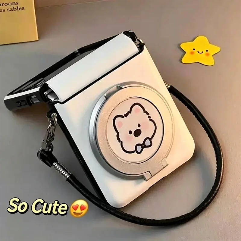 Mix Flip Case Cute Puppy Ring Stand Hinge Protection Leather Flip Case for Xiaomi Mix Flip / Xiaomi Mix Flip 2 Cases Fundas