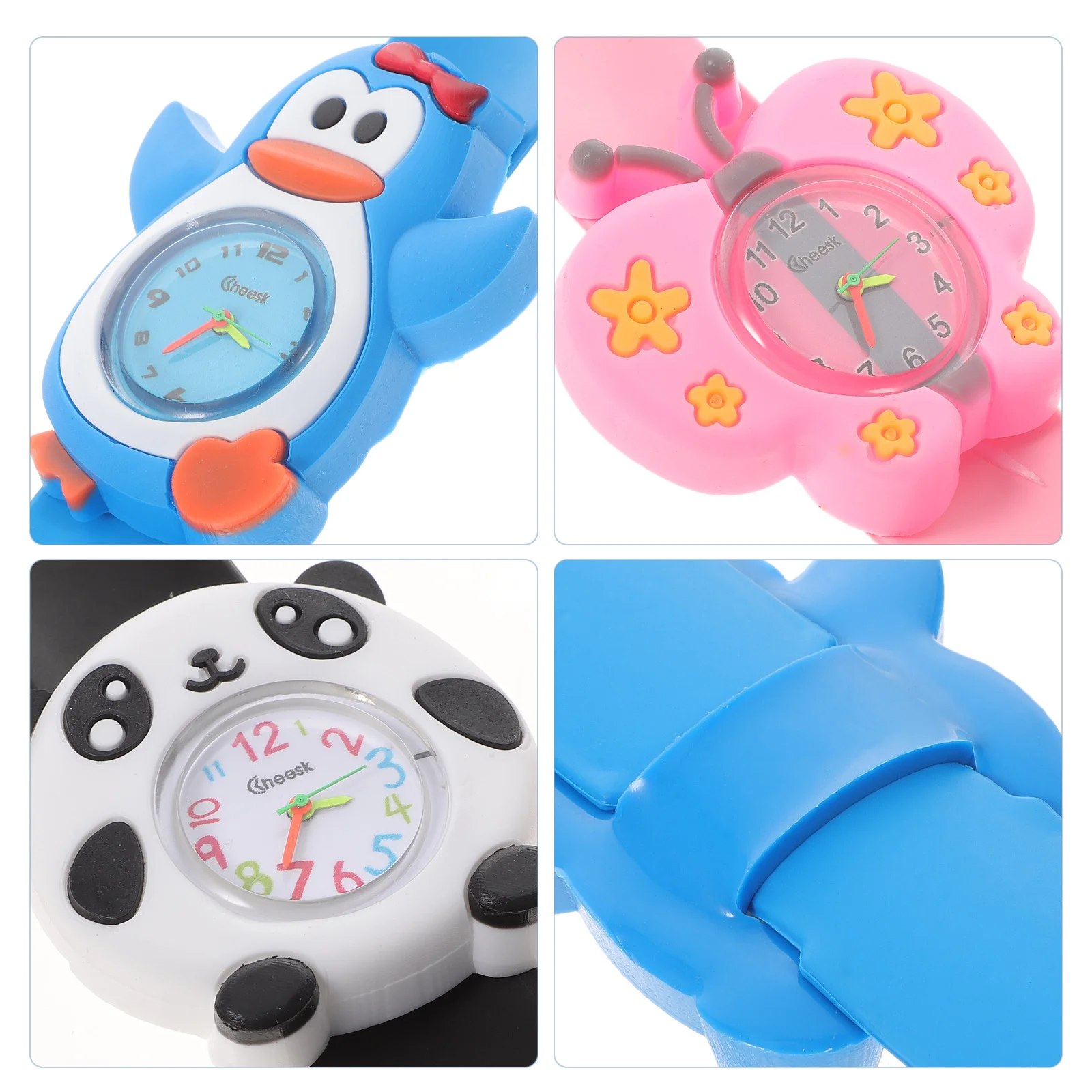 

3Pcs Silicone Watch Cartoon Pattern Clear Numbers Comfortable Wrist Watch Lovely Gift for Learning Time