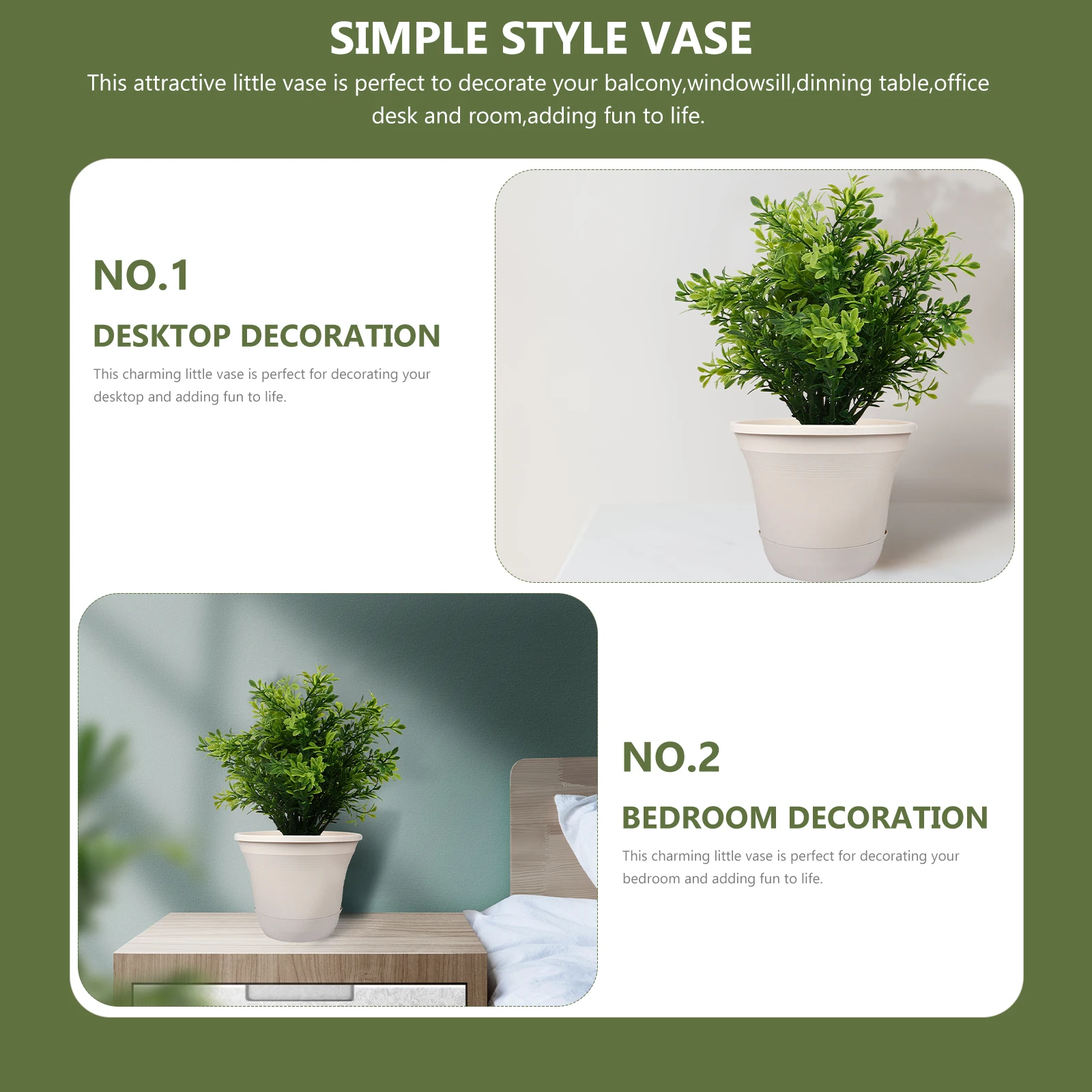 

Plastic Flower Pot Round Tabletop Durable Plant Container Bonsai Planter Lightweight for Indoor Outdoor Garden