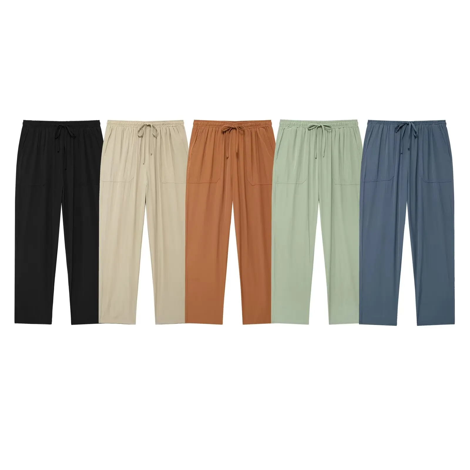 

Women's Pink High Waist Casual Wide Leg Trousers Long Solid Pants With Vintage Drawstring Closure