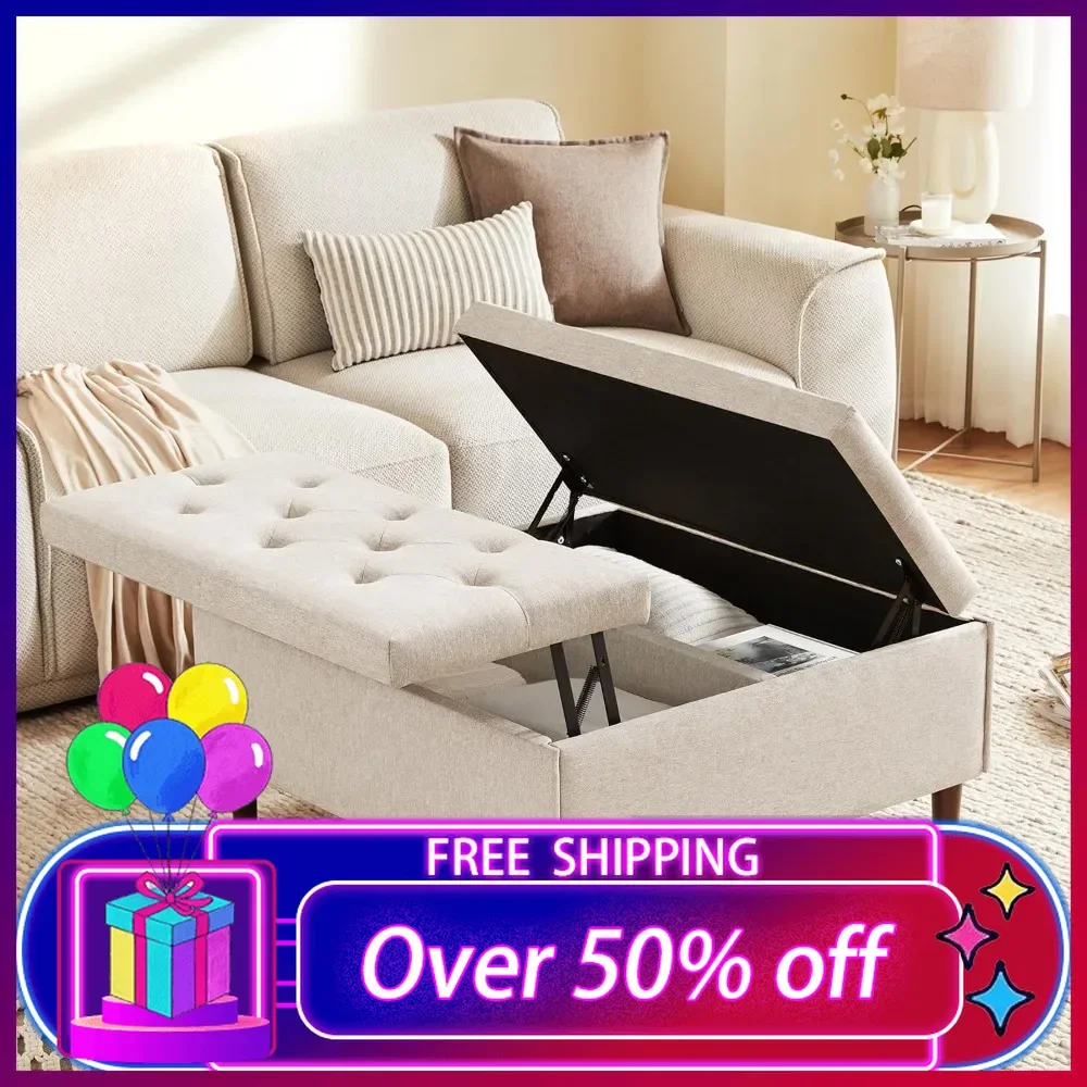 

35 Inch Extra Large Storage Ottoman Coffee Tables with Lift Top, Oversized Square Ottoman, Coffee Tables for living room