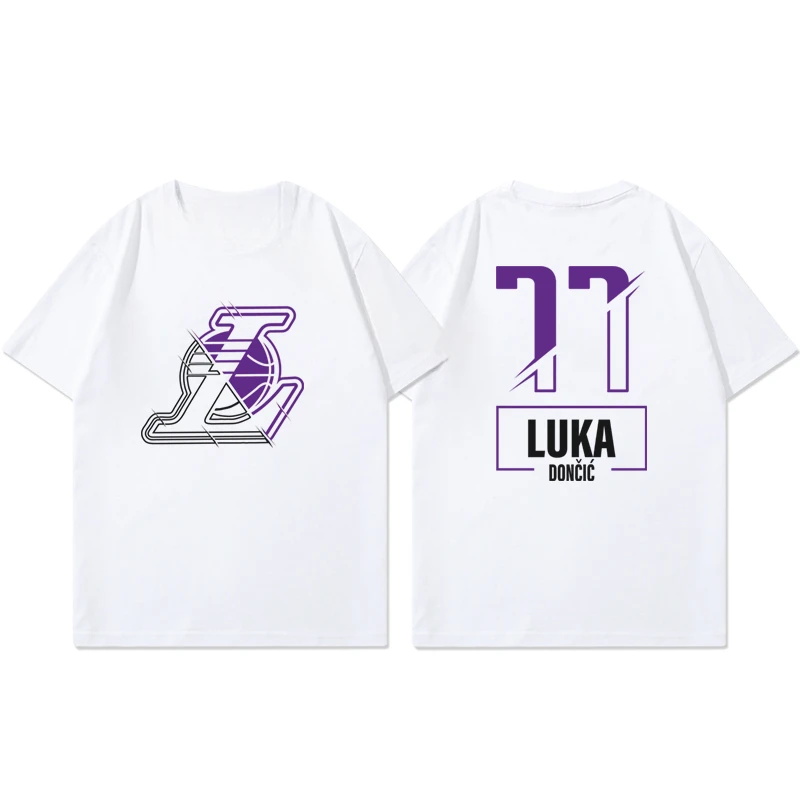 Luka Doncic 77 Laker T-Shirt for Men Women, Basketball Jersey Graphic Tee, Oversized Cotton Summer Short Sleeve Top Streetwear
