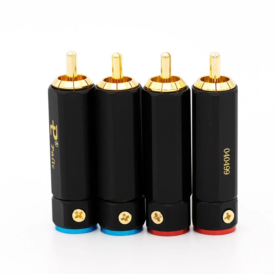 4pcs No Welding  Male Audio Video Connector Gold Adapter for Cable DIY Gold Snake RCA Plug HIFI Goldplated Audio Cable RCA