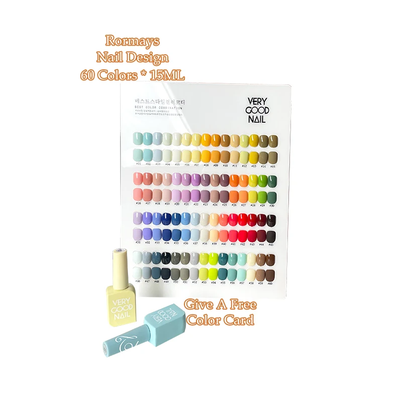 Rormays Popularny żel Polerowanie 60PCS Mieszany lakier żelowy UV LED Moczenie Trwałe błyszczące wykończenie Kolorowy zestaw do nauki salonu paznokci