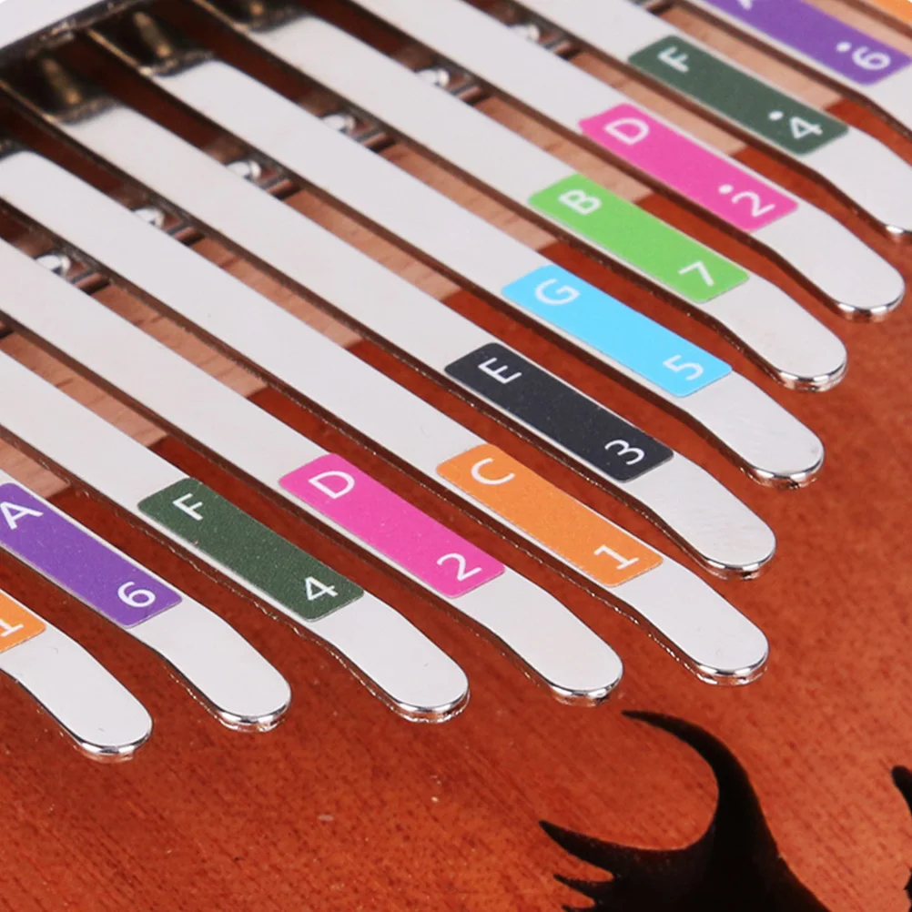 

2 Sheets Kalimba Thumbs Piano Note Stickers Beginner Scale Sticker 17-Notes Thumb Piano Keyboard Decal Stickers Lightweight