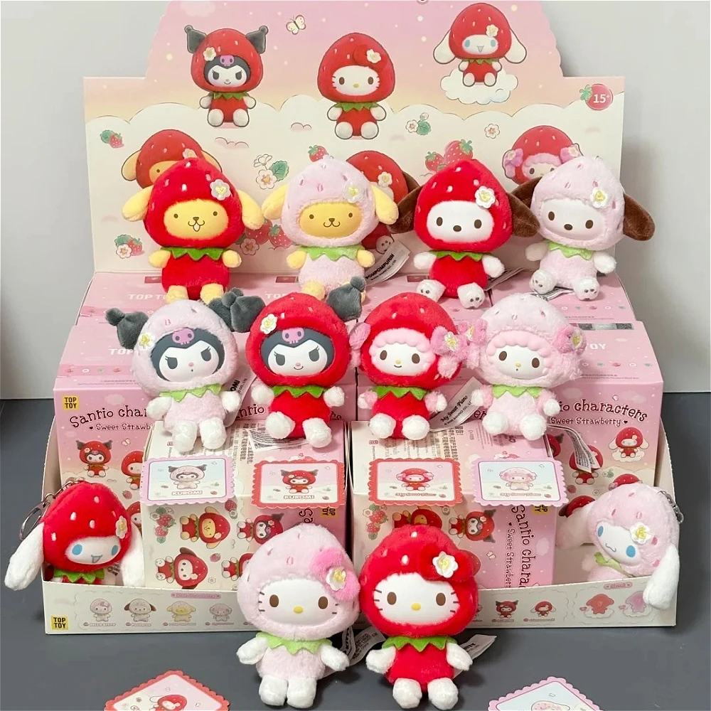 

New Sanrio Characters Sweet Strawberry Pendant Blind Box Anime Peripherals Figure Ornament Doll Trendy Mystery Bag Toy Girl Gift