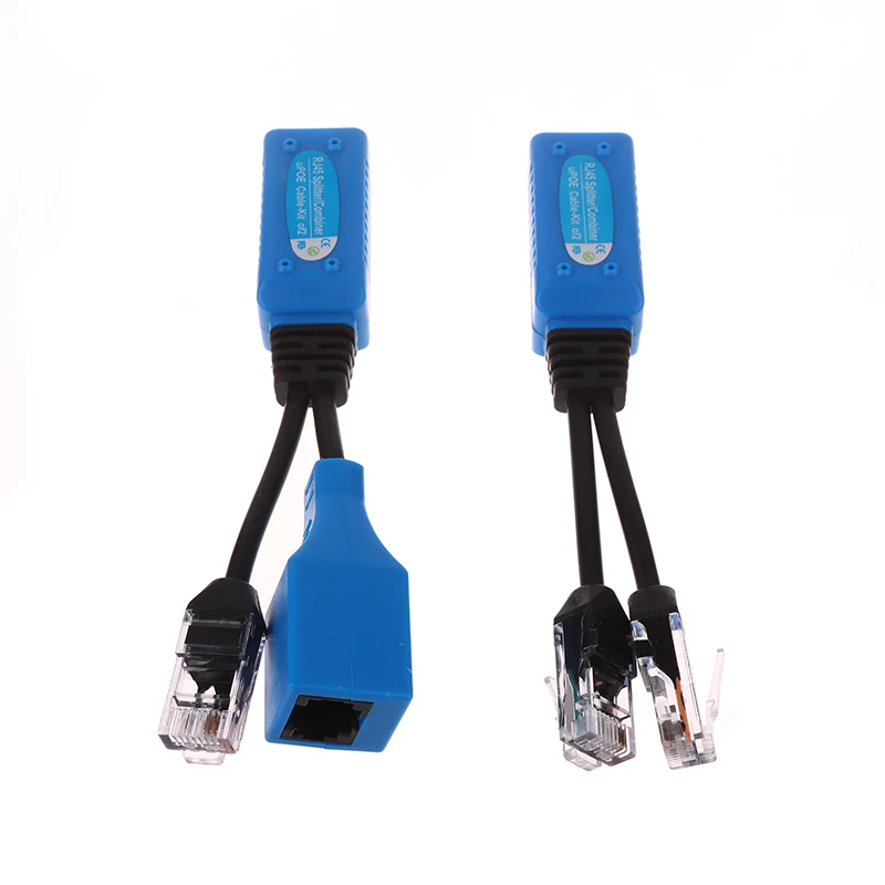 1 para RJ45 Splitter Combiner POE kabel, dwa kamera POE korzystać z jednego kabel sieciowy Adapter POE złączki kablowe pasywnego kabla zasilającego