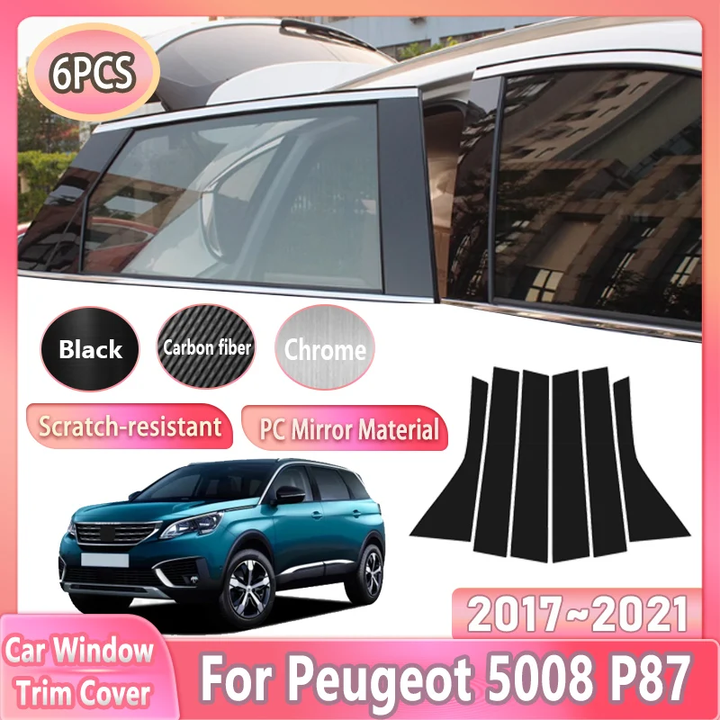 

6 шт. автомобильные накладки на окна для Peugeot 5008 аксессуары P87 2017 ~ 2021 2018 2020 черная колонна колонна пленка декоративные наклейки инструменты